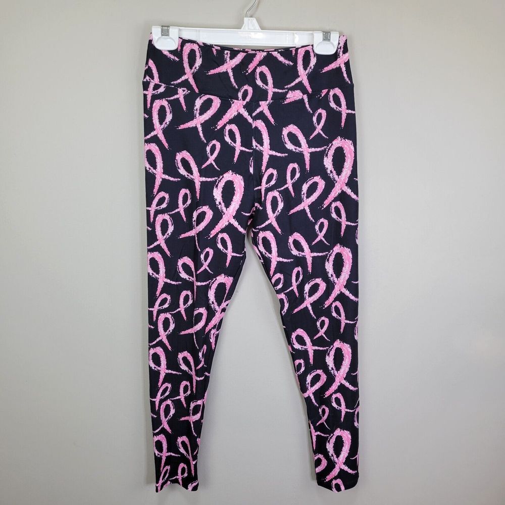 Pink Ribbon Awareness‎ Polyester Spandex Ankle Leggings One Size Fits All